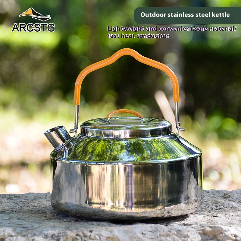 Outdoor Camping Picnic Picnic Stainless Steel Kettle Teapot Open Fire Tea Boiling Kettle Convenient