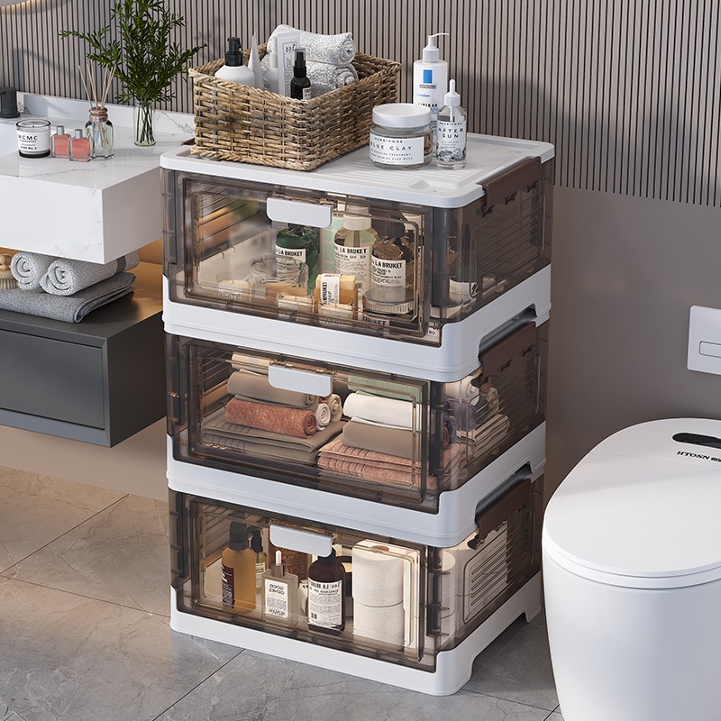 40-50 Width Household Kitchen Transparent Foldable Storage Box Multi-layer Snack Toy Storage Cabinet