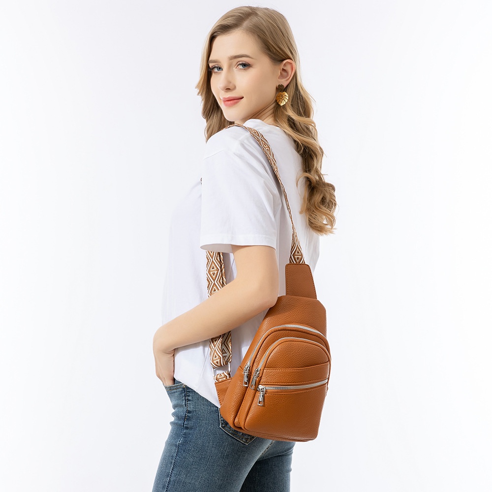 ENSPTPu Leather Large Capacity Bag Female Leisure Travel Multifunctional Chest Bag Diagonal Female Versatile Backpack Female