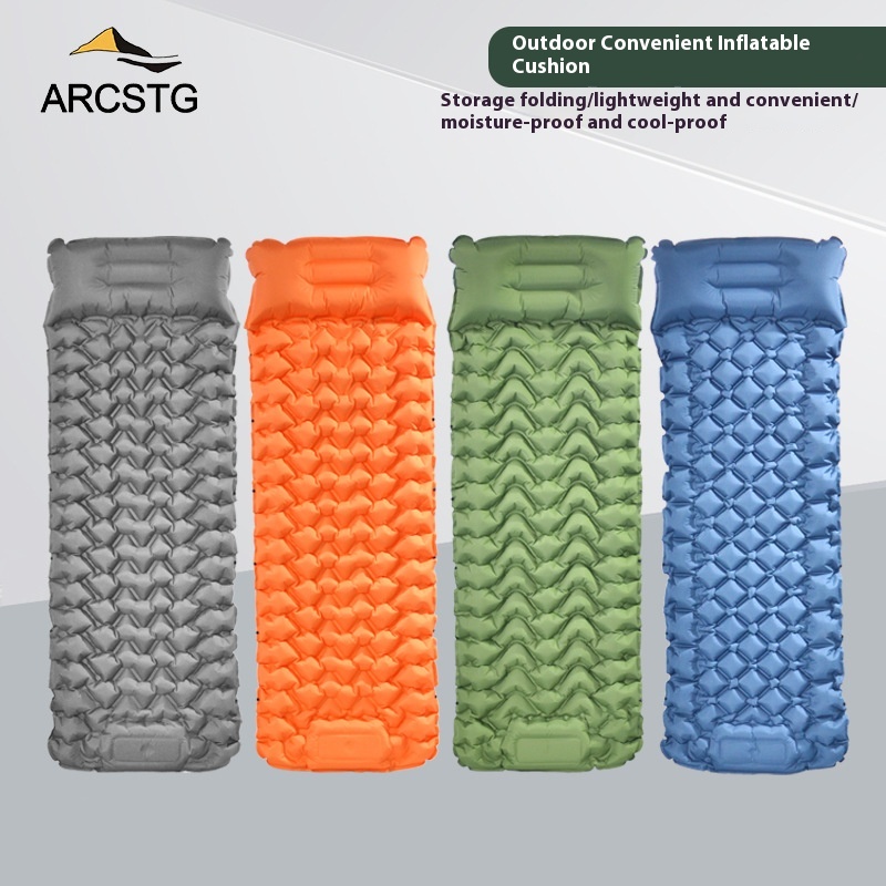 ARCSTGOutdoor Convenient Inflatable Mat Tent Sleeping Mat Moisture-proof Air Mattress Thickened Picnic Dew Folding Single Mat
