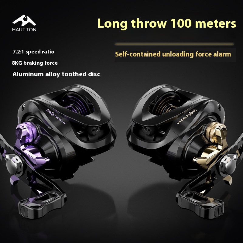 Haoton Electroplating Pan-water Drop Reel Luya Long-distance Fishing Reel With Unloading Alarm7.2:1 Metal Fish Reel