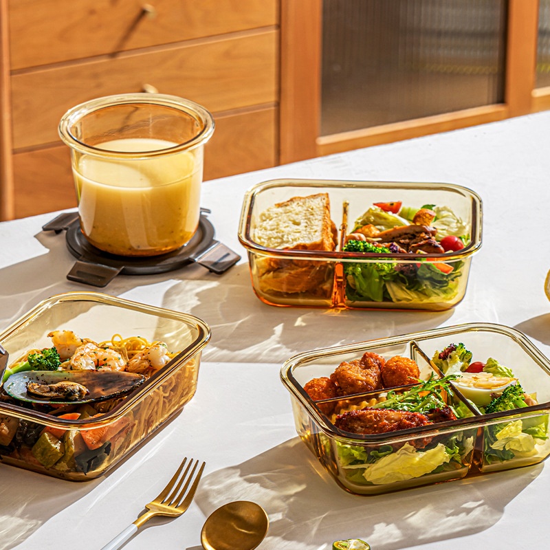 Fresh-keeping Box,Microwave Heating,Food-grade Refrigerator Sealed,Office Worker Special Lunch Box,Glass Lunch Box