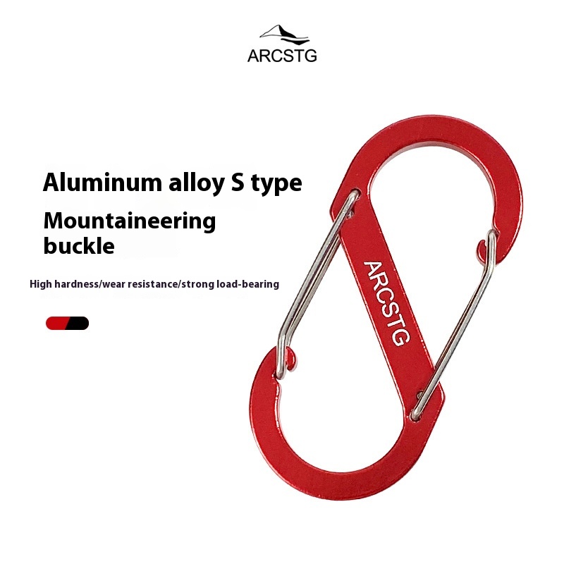 ARCSTGOutdoor S-shaped Aluminum Alloy Mountaineering Buckle Multi-function8-shaped Buckle Quick Hanging Key Chain Hook Water Bottle Buckle Backpack
