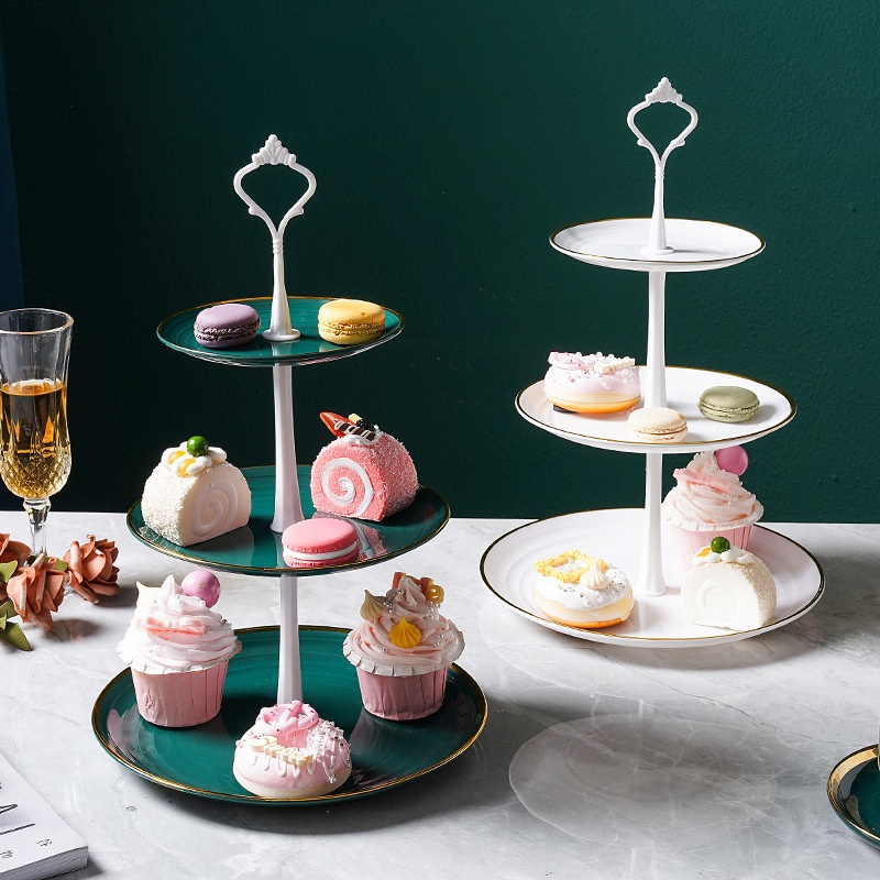 European Afternoon Tea Snack Tray Multi-layer Plastic Fruit Plate Dessert Table Decoration Cake Plate Three-layer Cake Stand