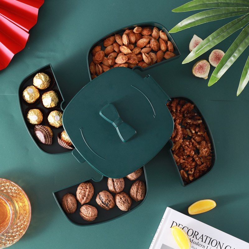 Dried Fruit Box Rotatable Candy Tray Home Living Room Coffee Table Snack Storage Box Net Red Melon Seeds Tea Nut Tray