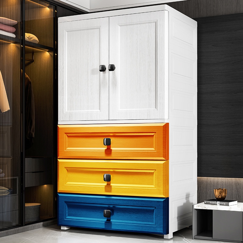 Chao Peng Storage Cabinet Children's Wardrobe Plastic Assembled Living Room Kitchen Storage Cabinet Double Door Thick Large Cabinet