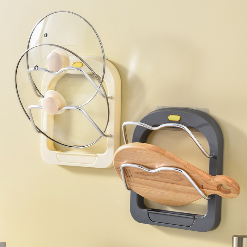 Pot Cover Rack Punch-free Wall-mounted Artifact Kitchen Rack Supplies Household Chopping Board Rack Hook Rack