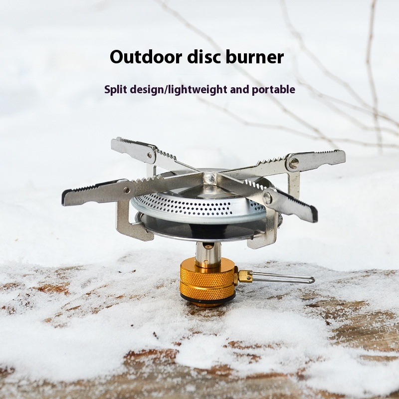 Outdoor Round Camping Stove Head Mini Portable Stove Integrated Gas Stove Disc Gas Tank Large Firepower