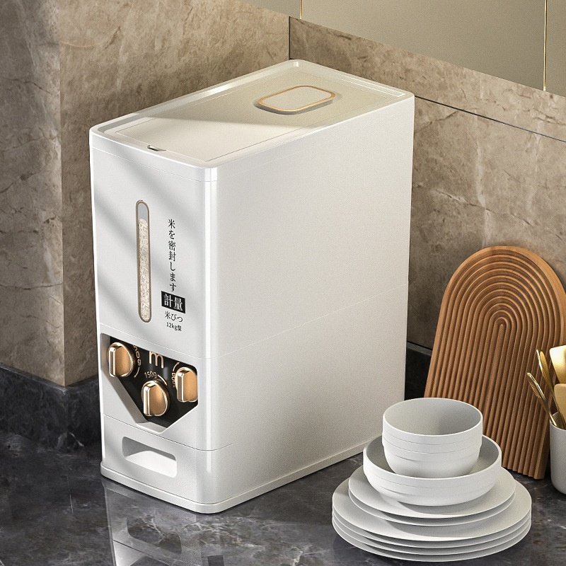 Grain Rice Bucket Householdect-proof And Moisture-proof Sealed Rice Box Automatic Rice Tank Enlargement Rice Storage Box