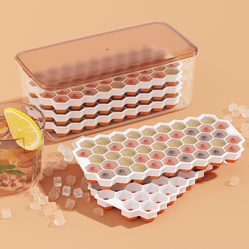 Ice Cube Mold Silicone Food Grade Press Ice Tray Ice Box Home Refrigerator Ice Tray Frozen Ice Cube Ice Making Mold