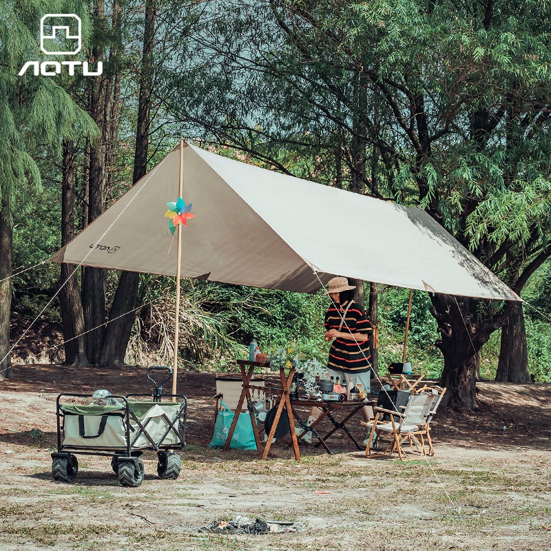 Canopy Tent Outdoor Camping Sunshade Sunscreen Silver Black Glue Picnic Square Large Curtain Tent Set Rainproof Canopy