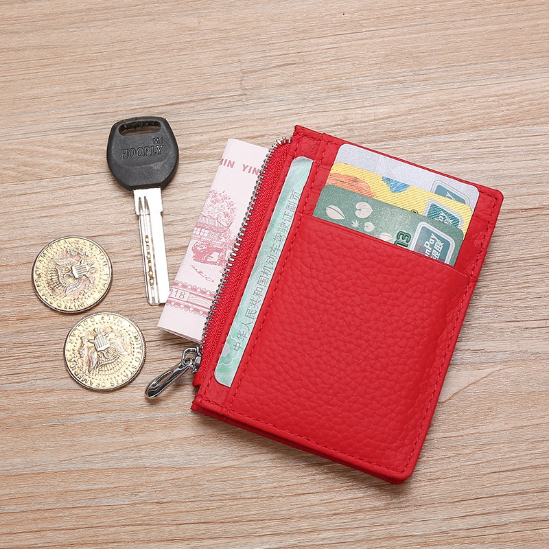 Genuine Leather Card Holder For Men And Women Bus Card Holder Credit Card IDHolder Coin Coin Bag Driver's License Card Holder
