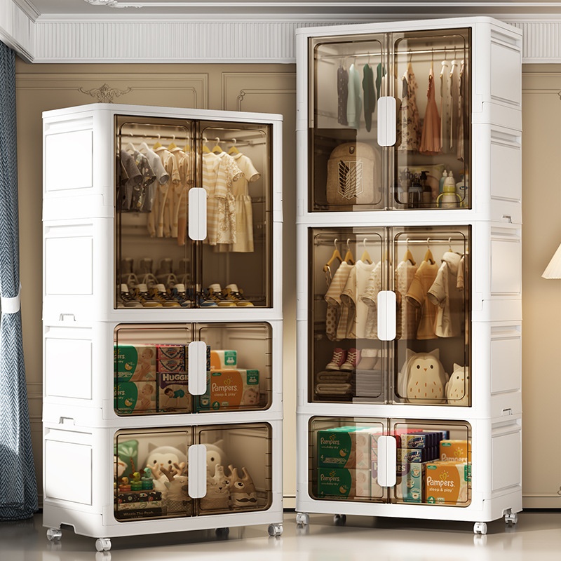 60--80 CMWide Baby Clothes Hanging Children's Home Storage Cabinet Simple Double Door Bedroom Baby Wardrobe Storage Cabinet
