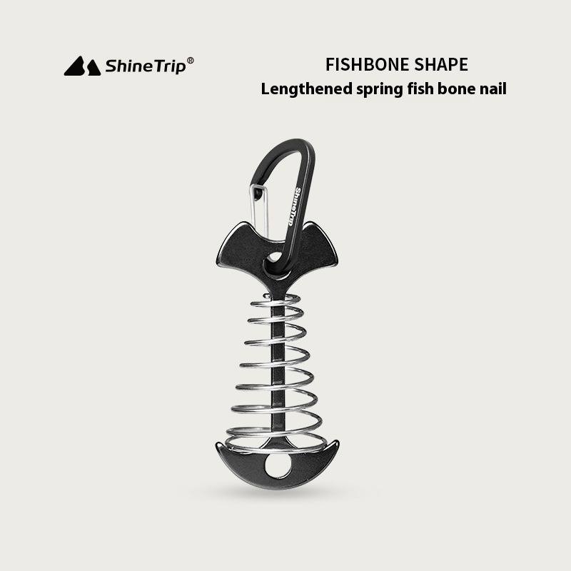 Shanqu Aluminum Alloy Tent Accessories Outdoor Camping Canopy Wind Rope Buckle Fishbone Spring Stack Hook Multi-function Hanging Buckle