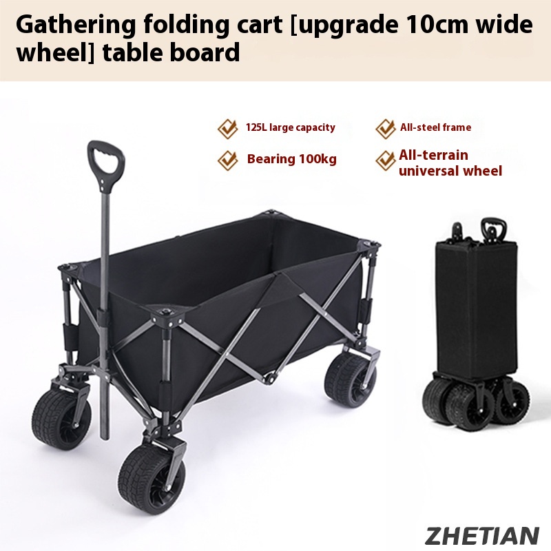 Outdoor Camping Picnic Car Camping Car Portable Folding Cart Picnic Camping Trailer Stall Hand Pull Car With Brake