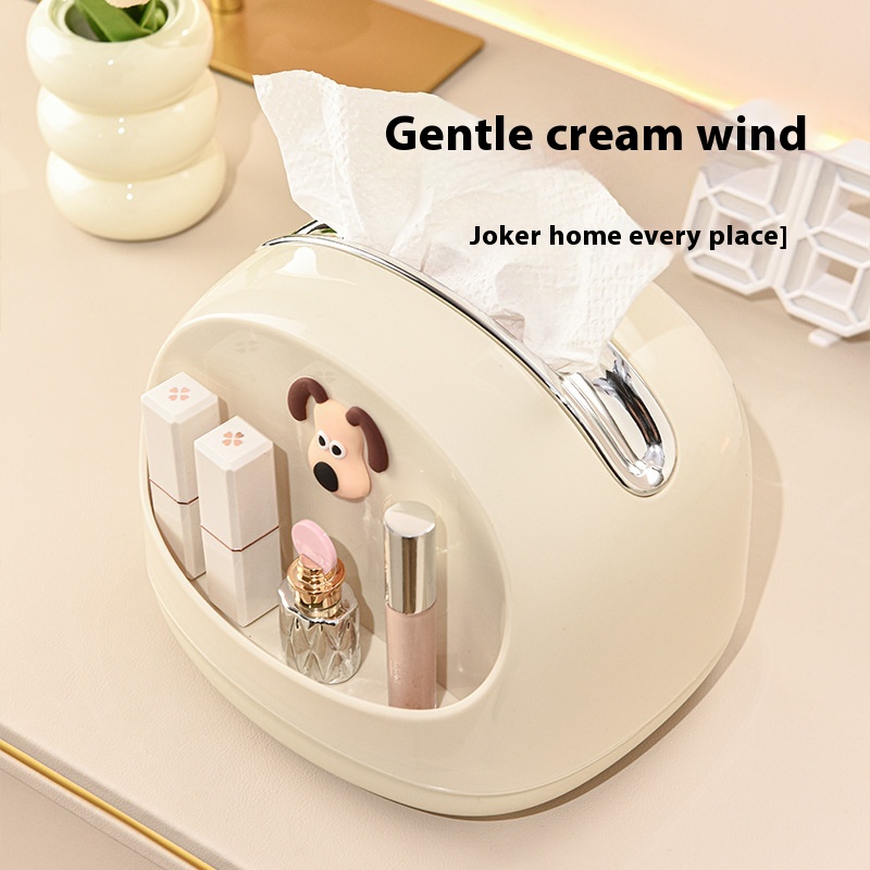 Cream Style Desktop Tissue Box Ornaments Cute Cartoon Living Room Bedroom Storage Tissue Box Office Storage Box