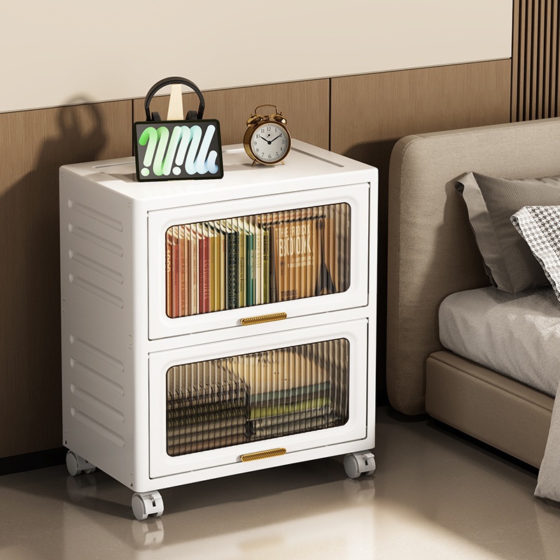 50--60 Wide Large Capacity Bedroom Multi-layer Wheeled Flip Wardrobe Freetallation Home Baby Clothes Storage Cabinet