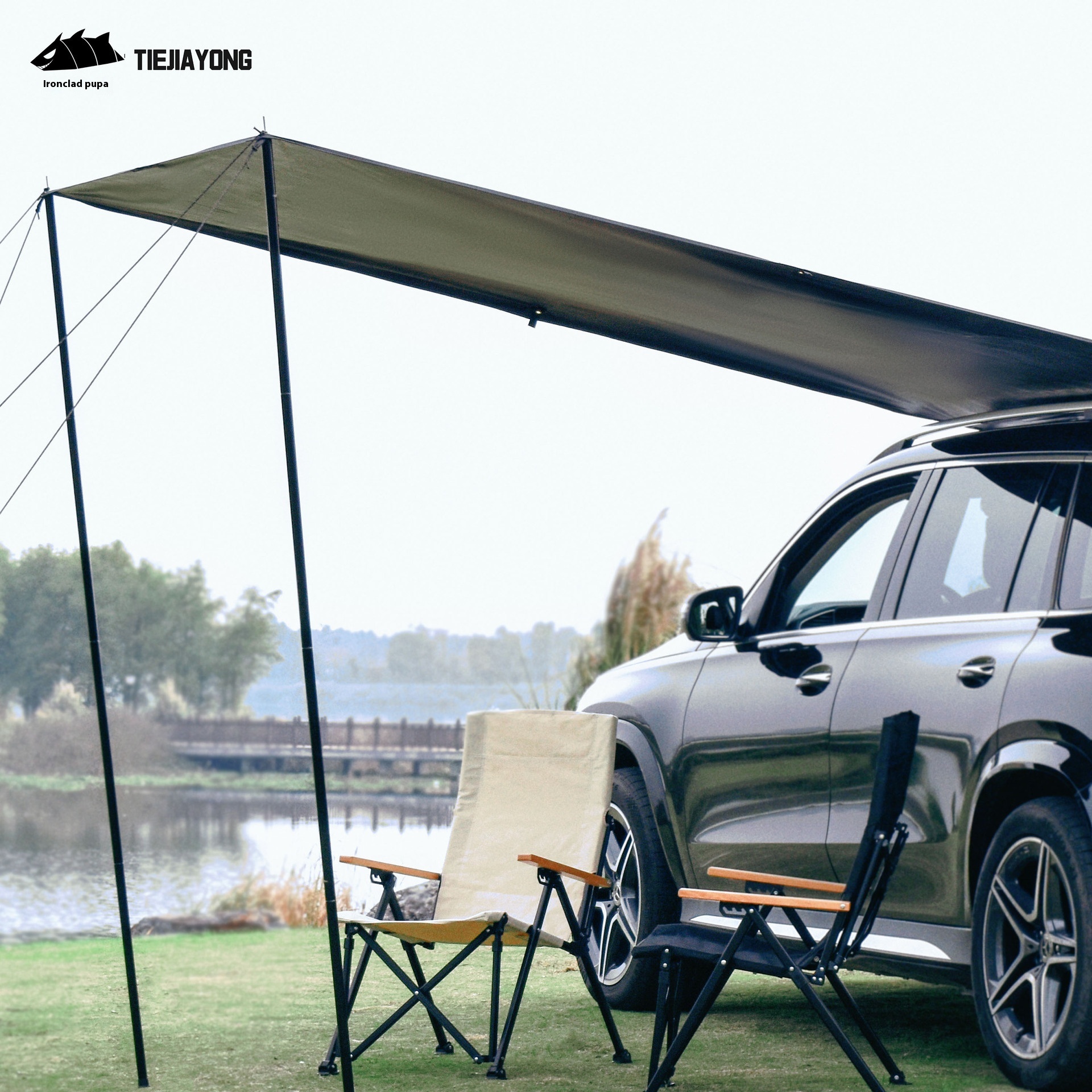 Outdoor Camping Car Canopy Car Side Awning No Need To Punch Quick To Erect Windproof Isolation UVWaterproof UPF5+