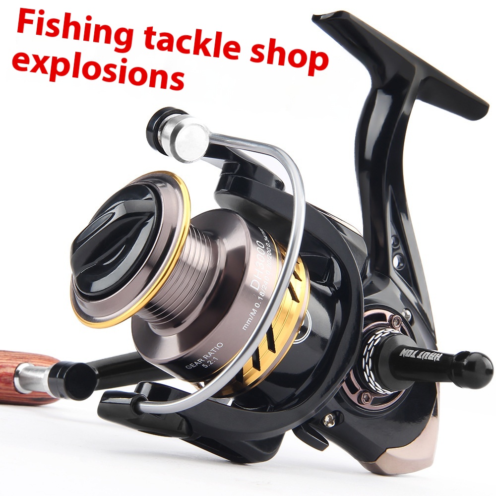 Haoton Double Crank Lure Spinning Wheel Full Metal Deep Line Cup Black Fishing Reel Fishing Line Reel Sea Rod Reel Fish Reel DH