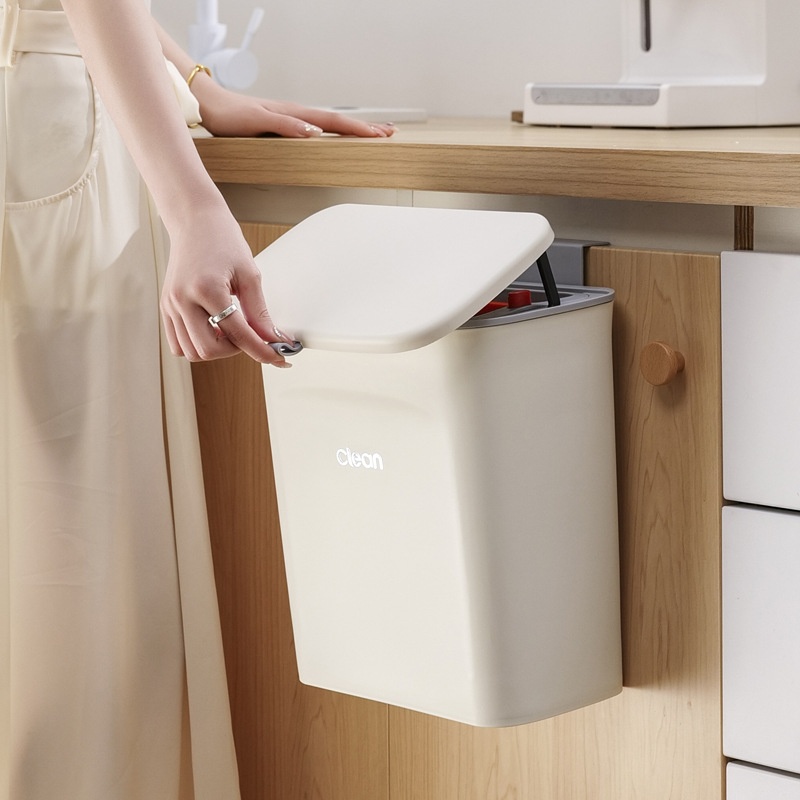 Kitchen Trash Can Hanging Household Wall-mounted Toilet Bathroom Living Room Wastebasket Storage Bucket With Lid Storage Bucket Kitchen Waste