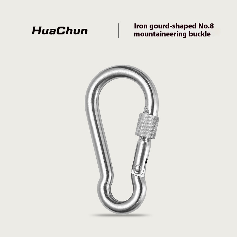 Outdoor Iron Gourd-shaped Mountaineering Buckle Spring Buckle Rock Climbing Quick Hanging Buckle Silver No.8 Water Bottle Buckle Mountaineering Backpack Buckle