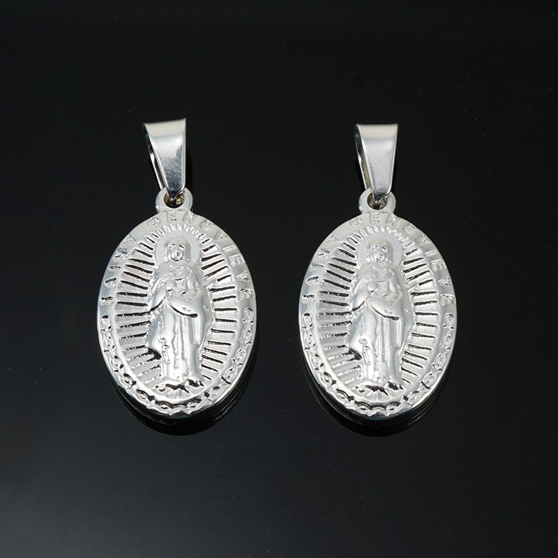 European And American S925 Silver Vintage Virgin Mary Pendant Clavicle Necklace Female Classic Religious Necklace Pendant Female