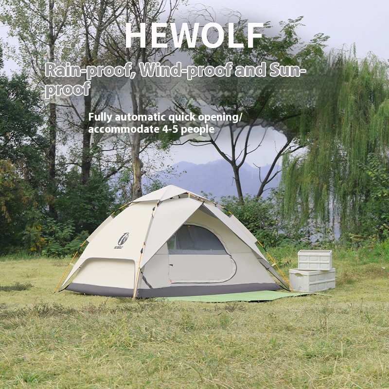 Male Wolf Outdoor Double-layer Camping Tent Adventure Mountaineering Tent Fully Automatic Portable Rainproof And Windproof Camping Tent