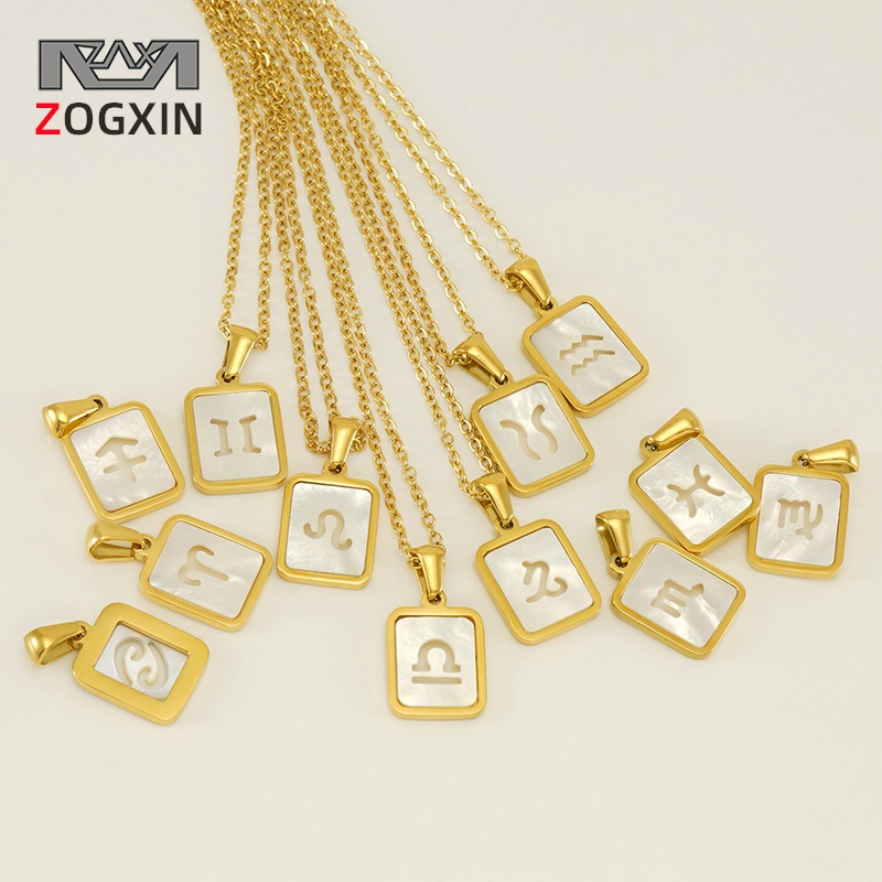 European And American Titanium Steel12 Constellation Hollow Necklace Female18 KStainless Steel Twelve Constellation Pendant Necklace