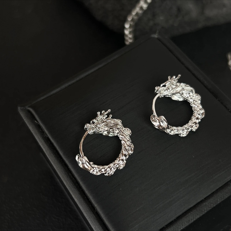 Year Of The Dragon Earrings~Simple And Cool Style All-match Earrings,Super Hot And Cool Personality Dragon-shaped Hoop Earrings
