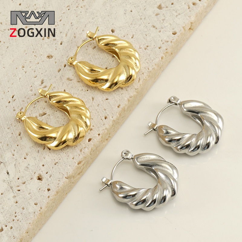 Fashion European And American Stainless Steel U-shaped Earrings Style All-match Titanium Steel18 KGold Earrings Female Earrings