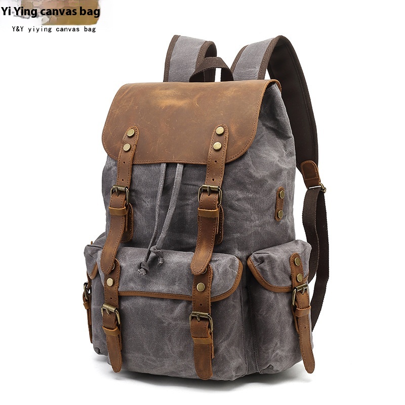 Wear-resistant Canvas Backpack Retro Backpack Leisure Travel Bag Waterproof Computer Bag