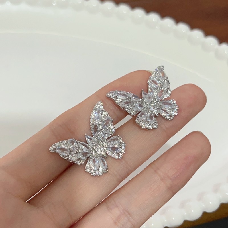Light Luxury Full Diamond Butterfly Ear Bone Clip High-end Light Luxury Niche Design Ear Clip Exquisite Non-pierced Earrings Earrings