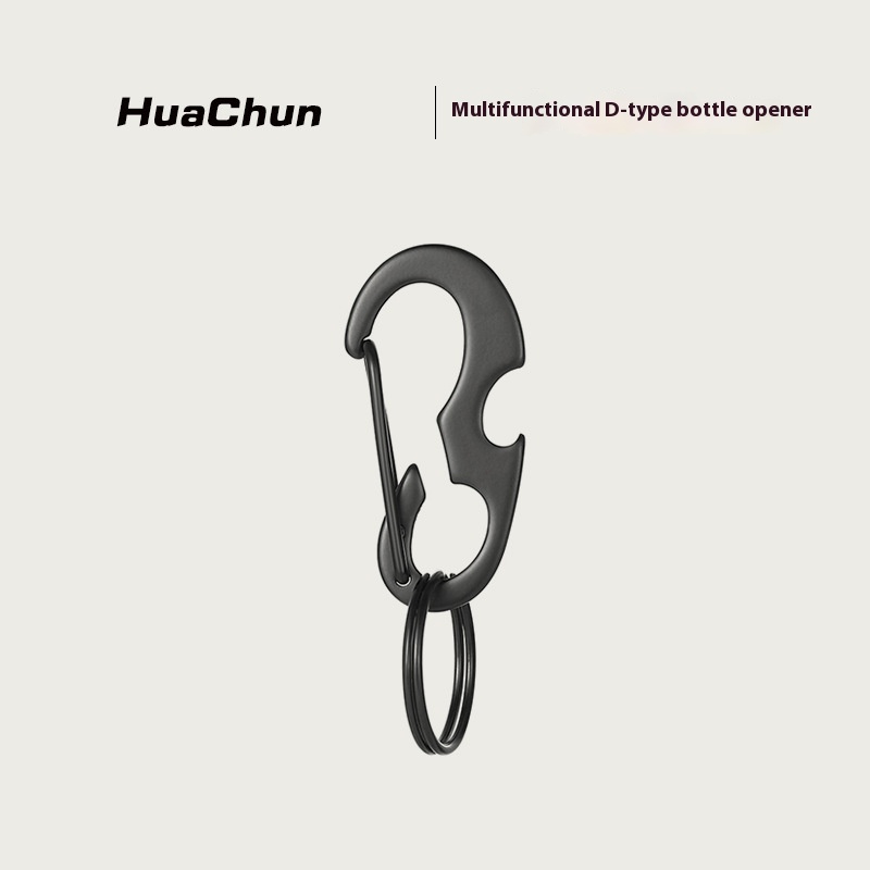 Multifunctional D-type Beer Bottle Opener Lock Backpack Auxiliary Buckle Portable Bottle Opener Spring Hook Buckle With Key Ring