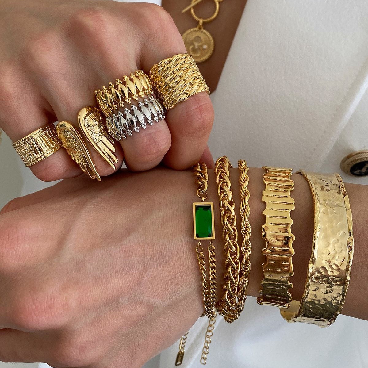 Jie Ding European And American Jewelry18k Gold Stainless Steel Wide Bracelet High-end Bracelet Titanium Steel Open Bracelet