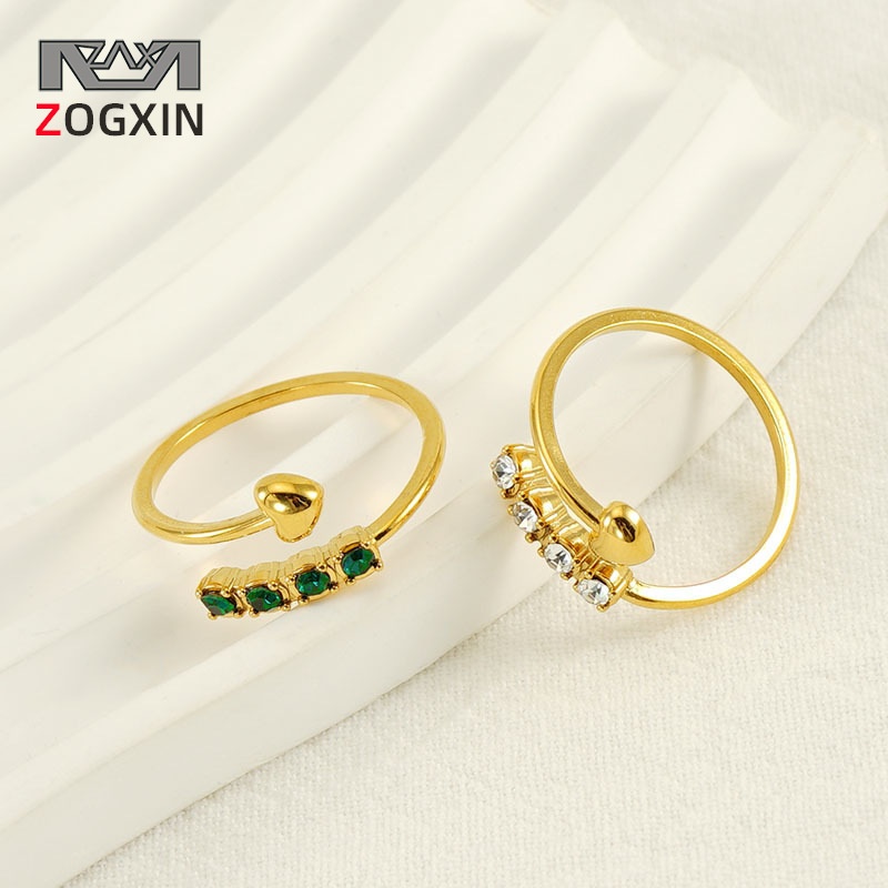 Style Temperament Versatile Niche Design Ring Inlaid With Crystal Personality Fashion Exquisite Open Ring Female
