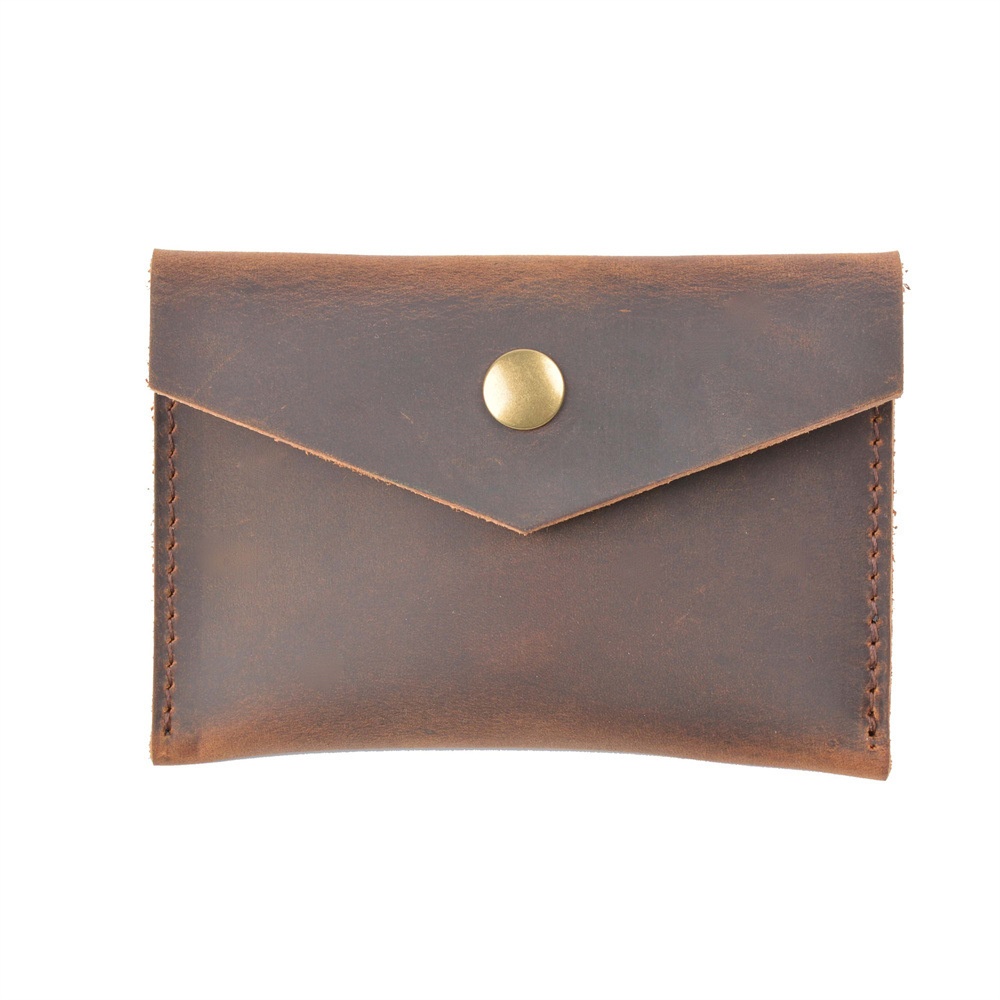 Patriotic Cowhide Small Card Holder Handmade Large Capacity Card Slot Business Card Holder Women's Bag Small Coin Slot Genuine Leather Card Holder Men