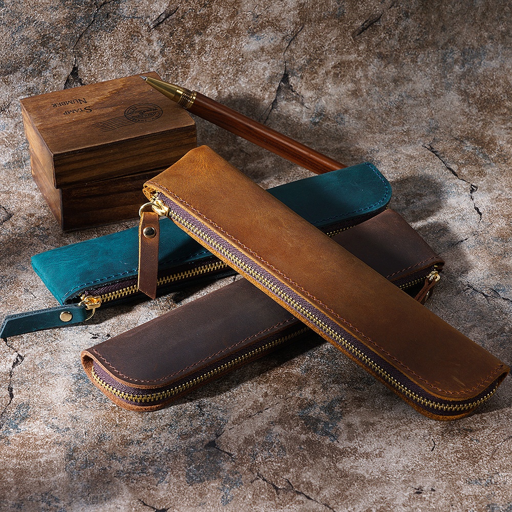 Cowhide Retro Simple Pen Cover Apple Ipencil Protective Cover Ipad Pencil Pen Holder Cover Storage Set Pencil Bag