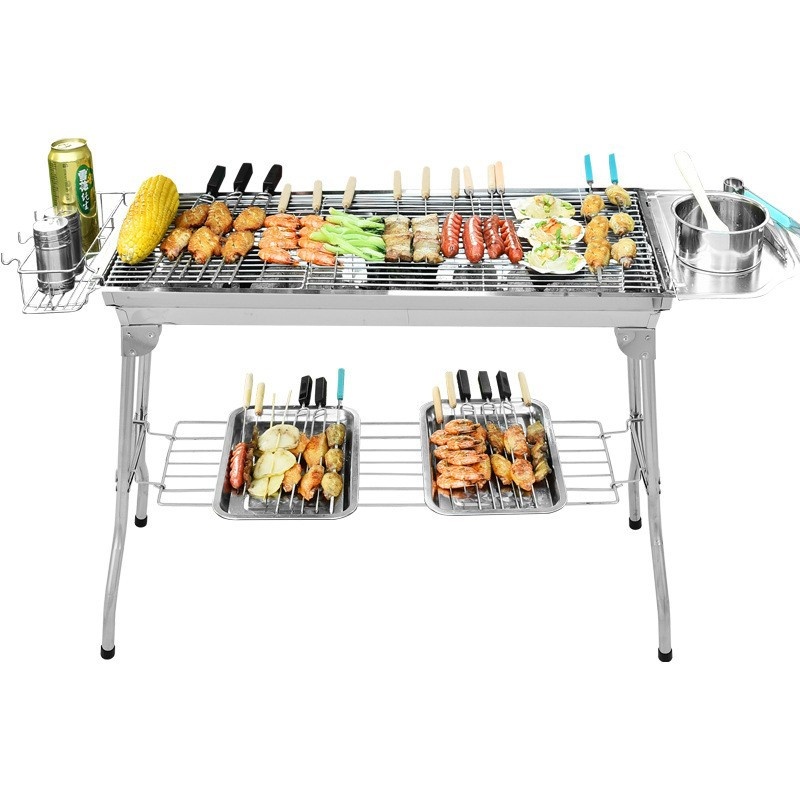 Barbecue Grill Primitive Barbecue Grill Large Thick Stainless Steel Barbecue Grill Charcoal Grill Outdoor Portable Barbecue Grill