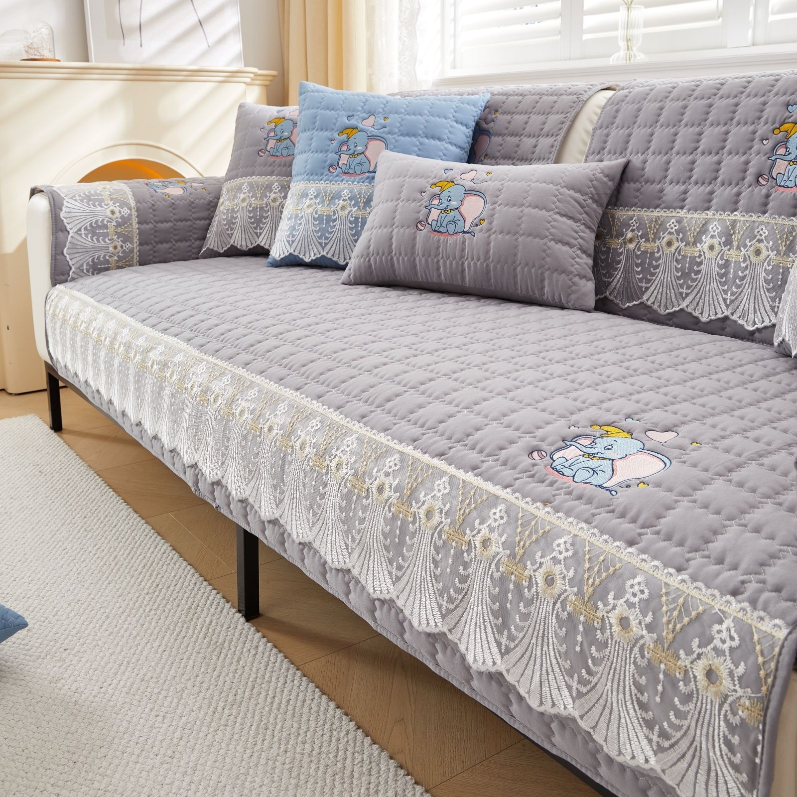 Four Seasons Universal Elephant Sofa Cushion Plain Thread Non-slip Sofa Cover Quilted Fabric Sofa Cover Cover Cloth