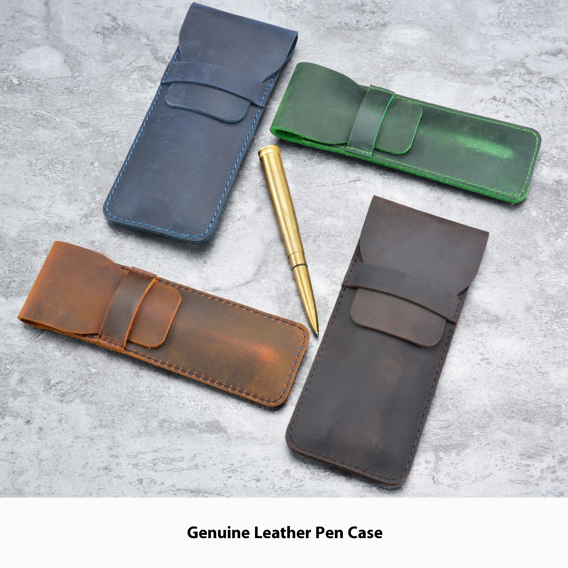 Genuine Leather Pen Case Cowhide Pencil Case Personality Retro Pure Handmade Cowhide Pen Case Creative Gift Protective Cover