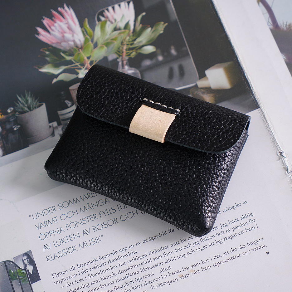 Handmade Mini Card Holder Top Layer Cowhide Coin Data Cable Earphone Storage Bag Small Card Holder In Stock