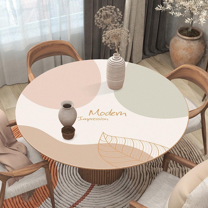 Modern Simple Leather Round Table Mat Tablecloth Household Waterproof Non-slip Anti-scalding Washable Anti-oil Table Mat Tablecloth Round Table Cloth