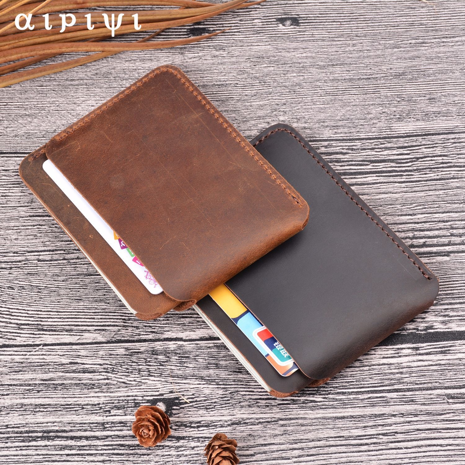Simple Crazy Horse Leather Creative Retro Casual Cowhide Wallet Card Clip One Piece Genuine Leather Wallet