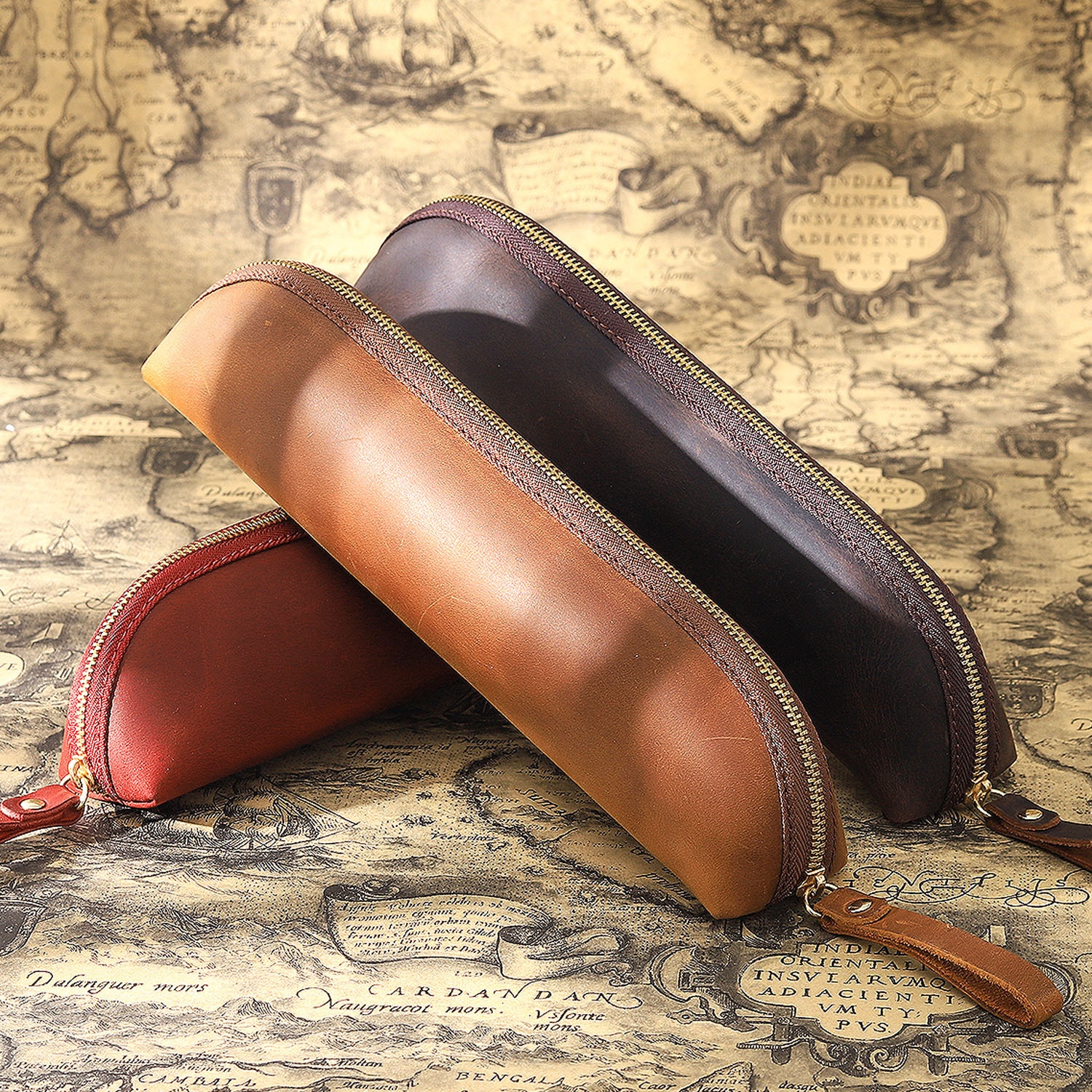 Original Extended Pencil Case Pen Box First Layer Cowhide Pencil Ballpoint Pen Pen Protective Cover Simple Casual Business