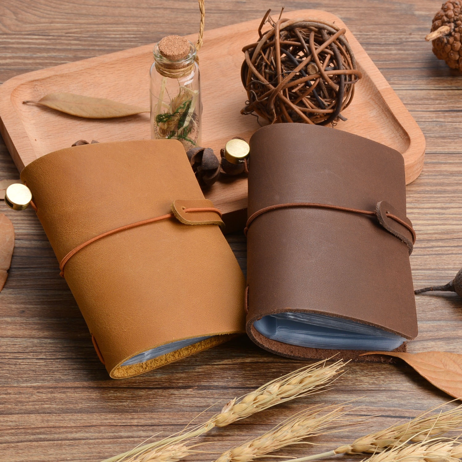 Large-capacity Card Holder Genuine Leather Bank Card Holder Membership Card Holder Simple Creative Storage Clip Hand-tied Rope Card Holder