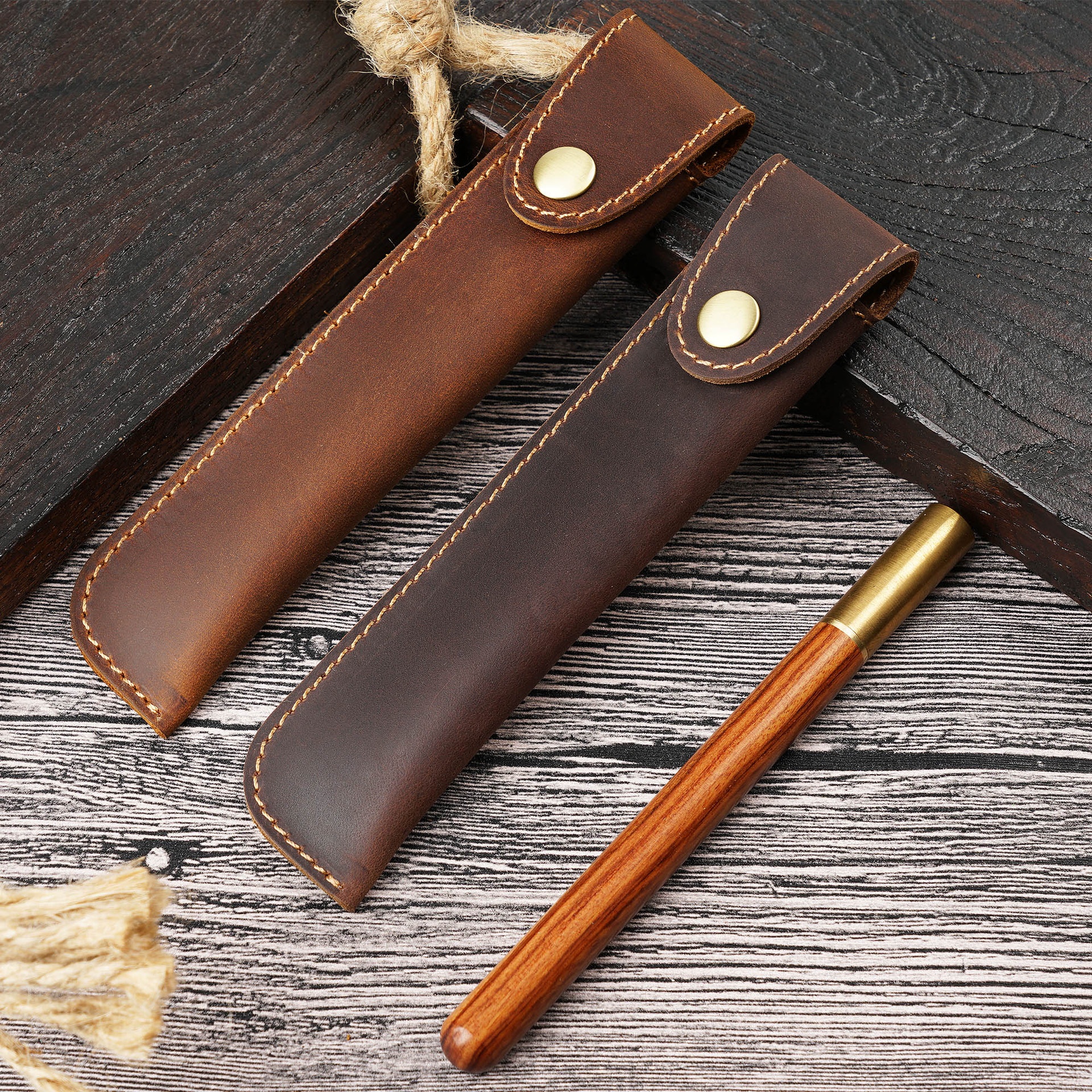Original Leather Pen Case Cowhide Pen Bag Personality Retro Handmade Creative Gift Pen Protective Case Ready For Sale