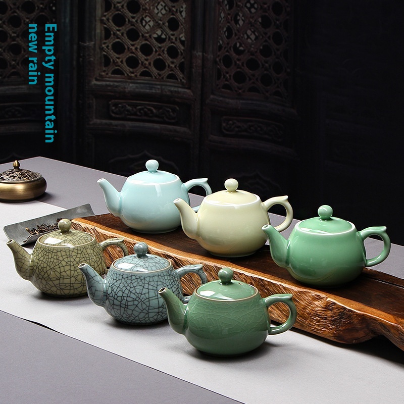 Kongshan Xinyu Longquan Celadon Handmade Kung Fu Tea Set Ge Kiln Teapot Ceramic Tea Set Teapot