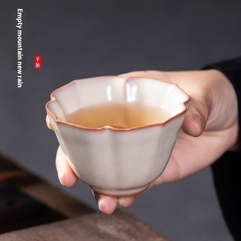 Empty Mountain Rain Longquan Celadon Lard Jelly Master Cup Ceramic Tea Cup Handmade Kung Fu Tea Cup Personal