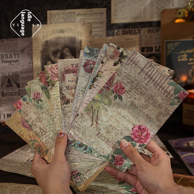 Leisure Paper Jersey Morning Sun Series Retro Art Notebook Message Decoration Bottom Paper30 Sheets6 Types