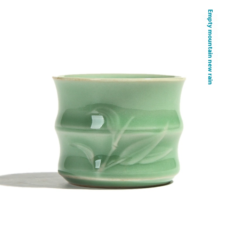 Kongshan Xinyu Longquan Celadon Handmade Bamboo Rhyme Tea Cup Ceramic Kung Fu Tea Set Tea Cup Tea Bowl